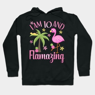 I Am 10 And Flamazing Shirt 10th Birthday Flamingo Lover Hoodie